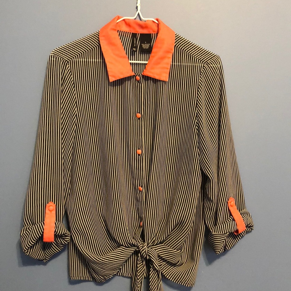 Large New Direction Sheer Collared Blouse